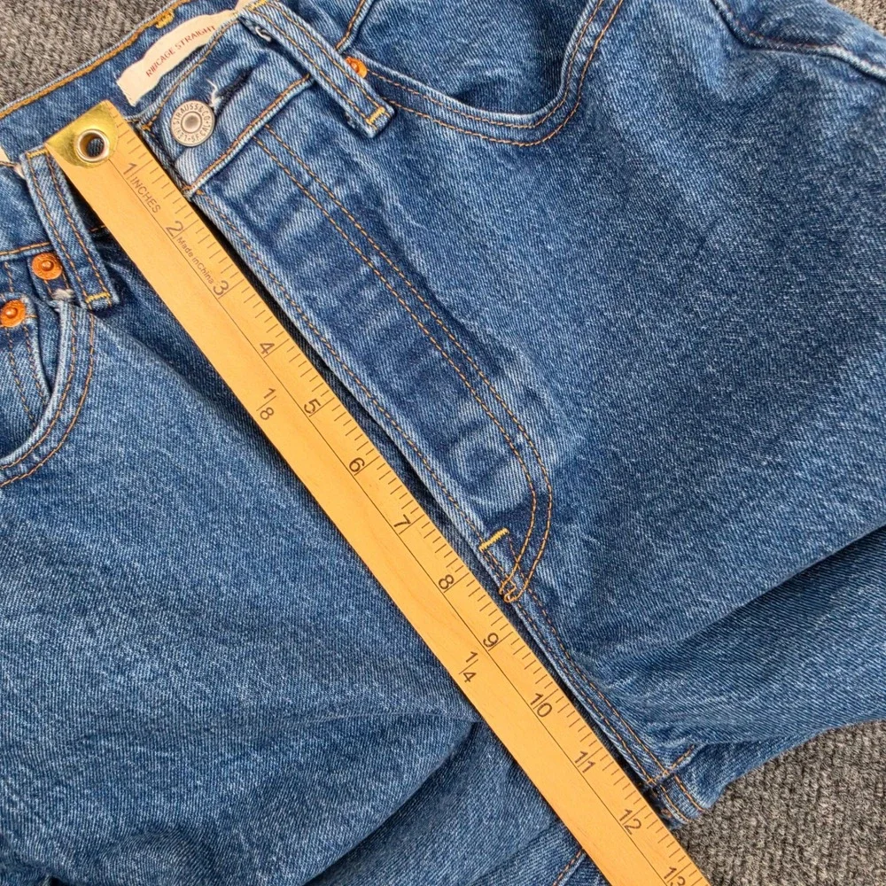 Levis Premium Ribcage Straight Jeans Women's 26 High Rise Dark Wash Button Fly